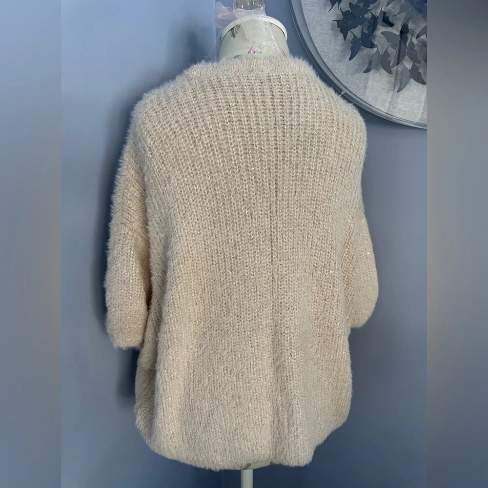 Express Cream Textured Crew Neck Sweater - Picture 7 of 7